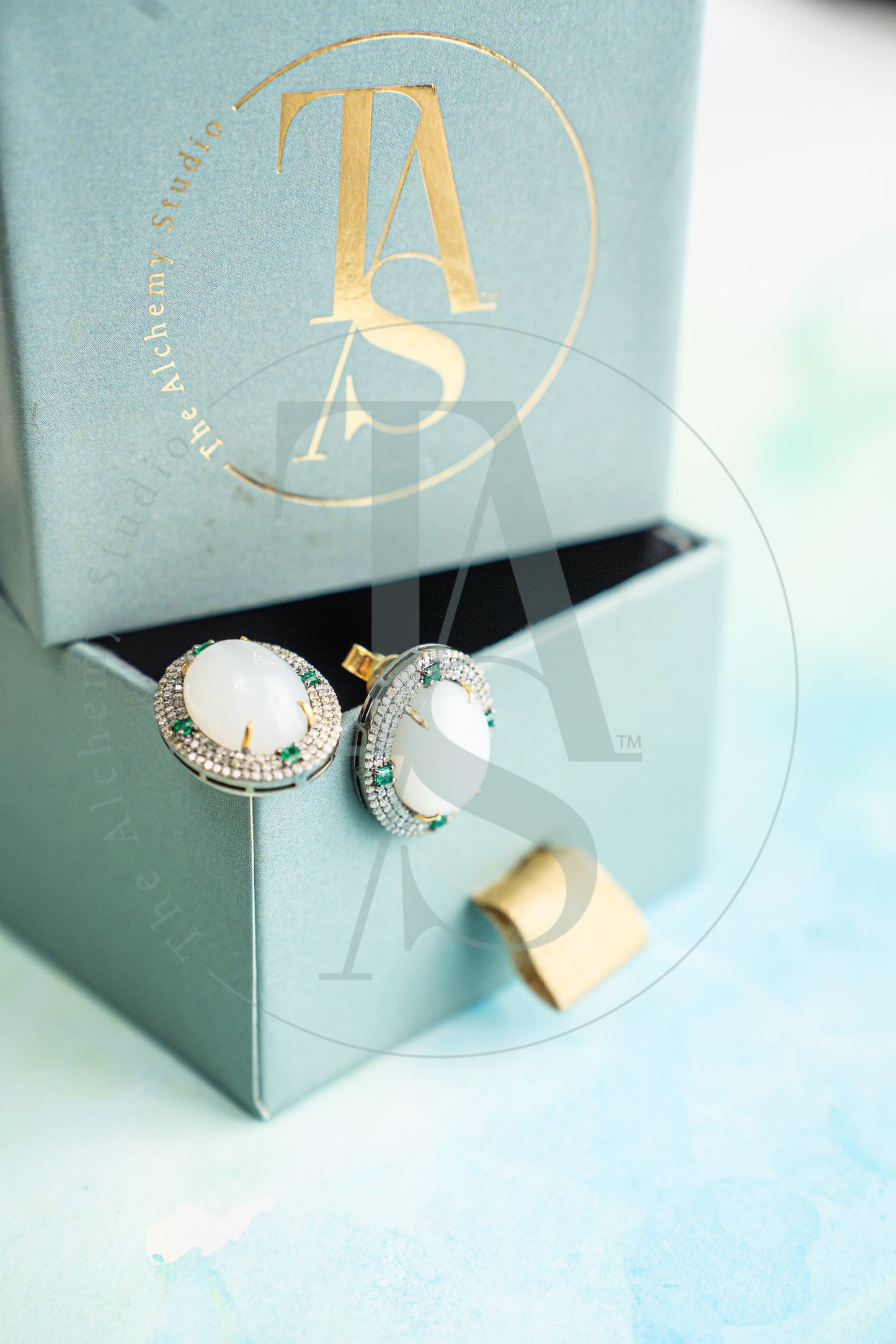 Inara Moonstone and Emerald Earrings