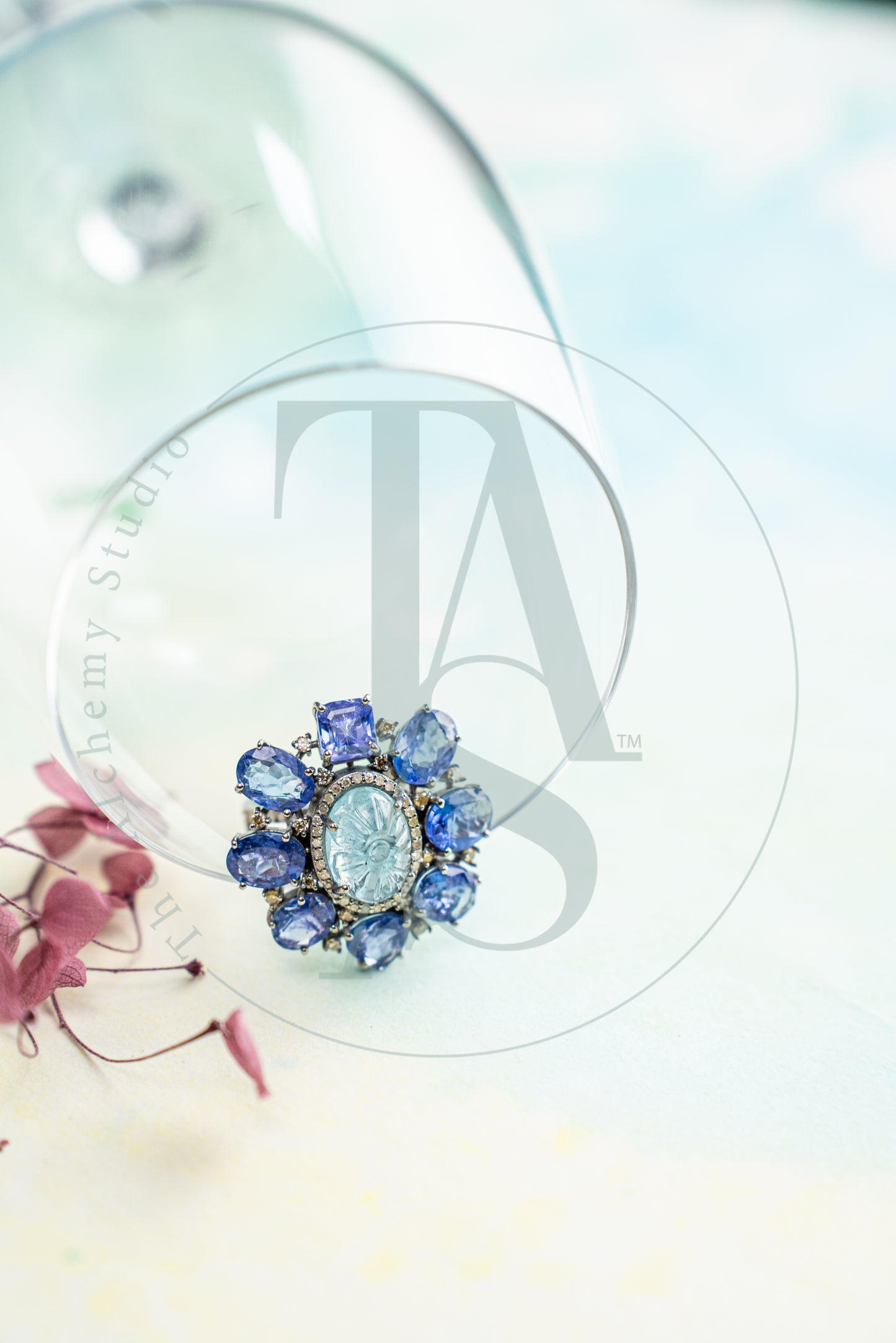 Marnin Tanzanite and Aquamarine Ring