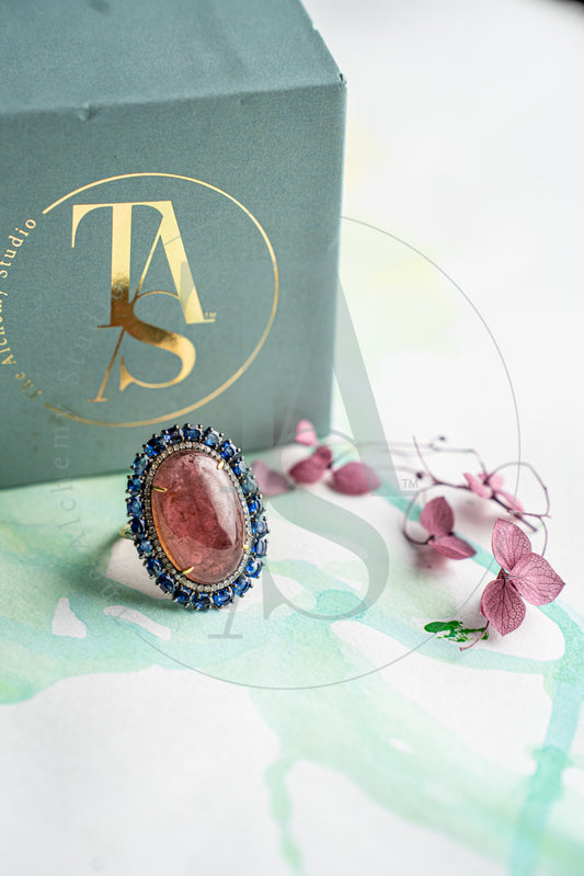 Cian Blue Sapphire and Tourmaline Ring