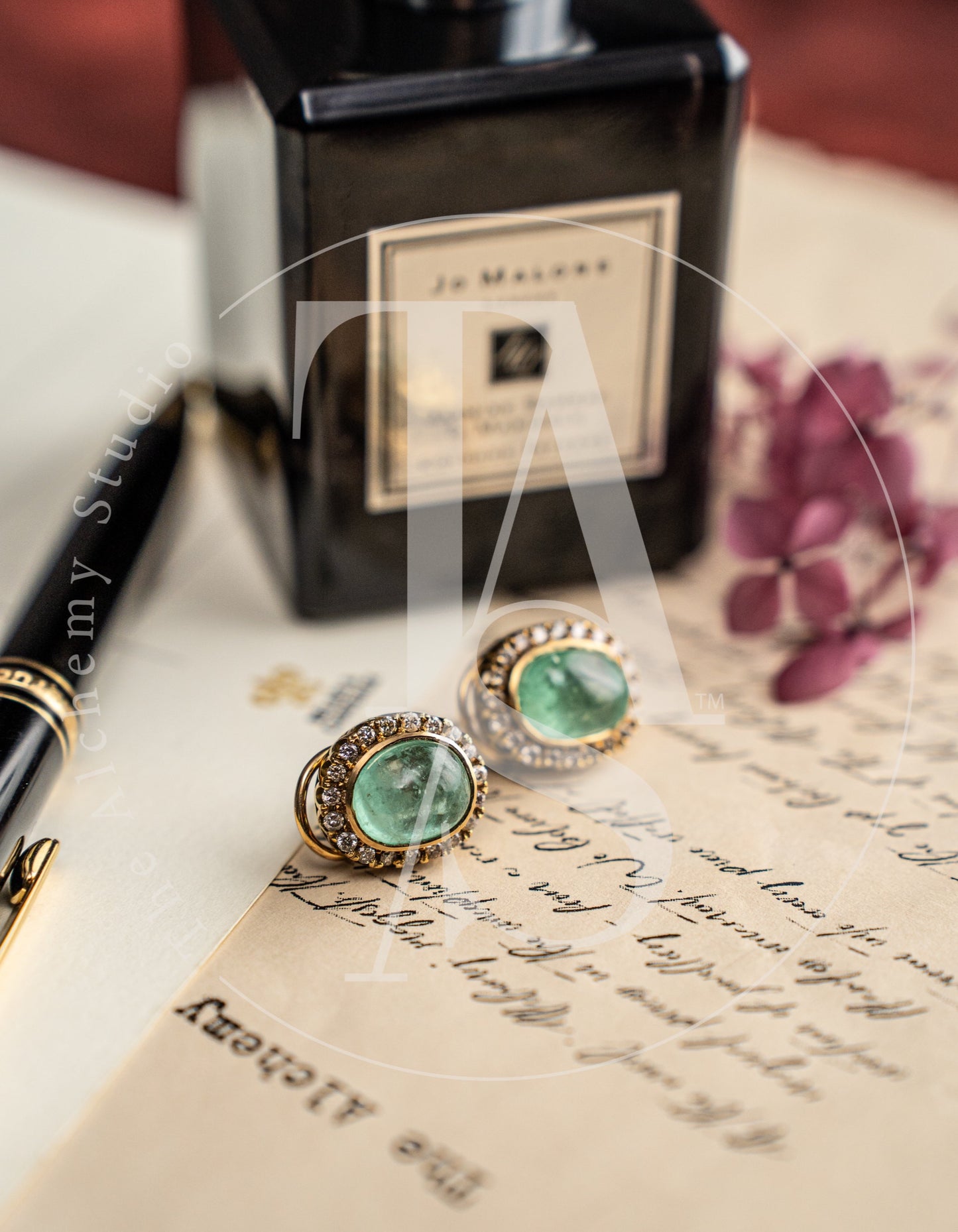 Columbian Emerald Oval Studs