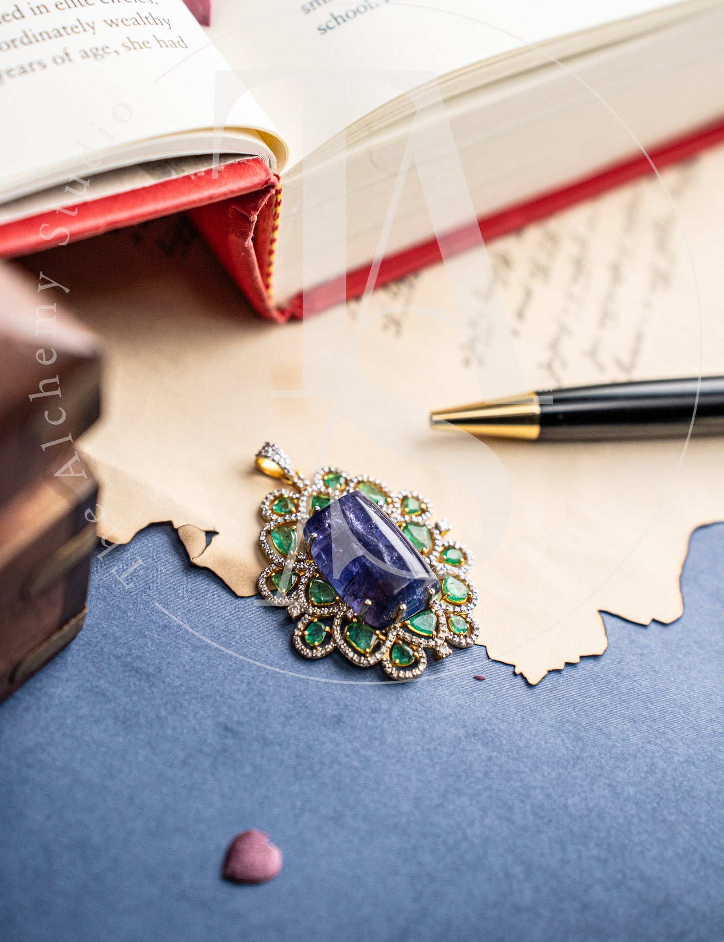 Gillian Tanzanite and Emerald Pendant