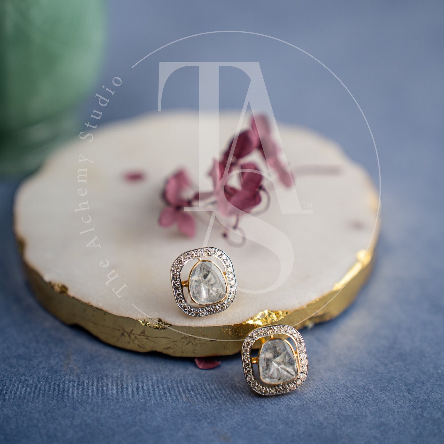 Bayle Sqaure Uncut Diamond Earrings
