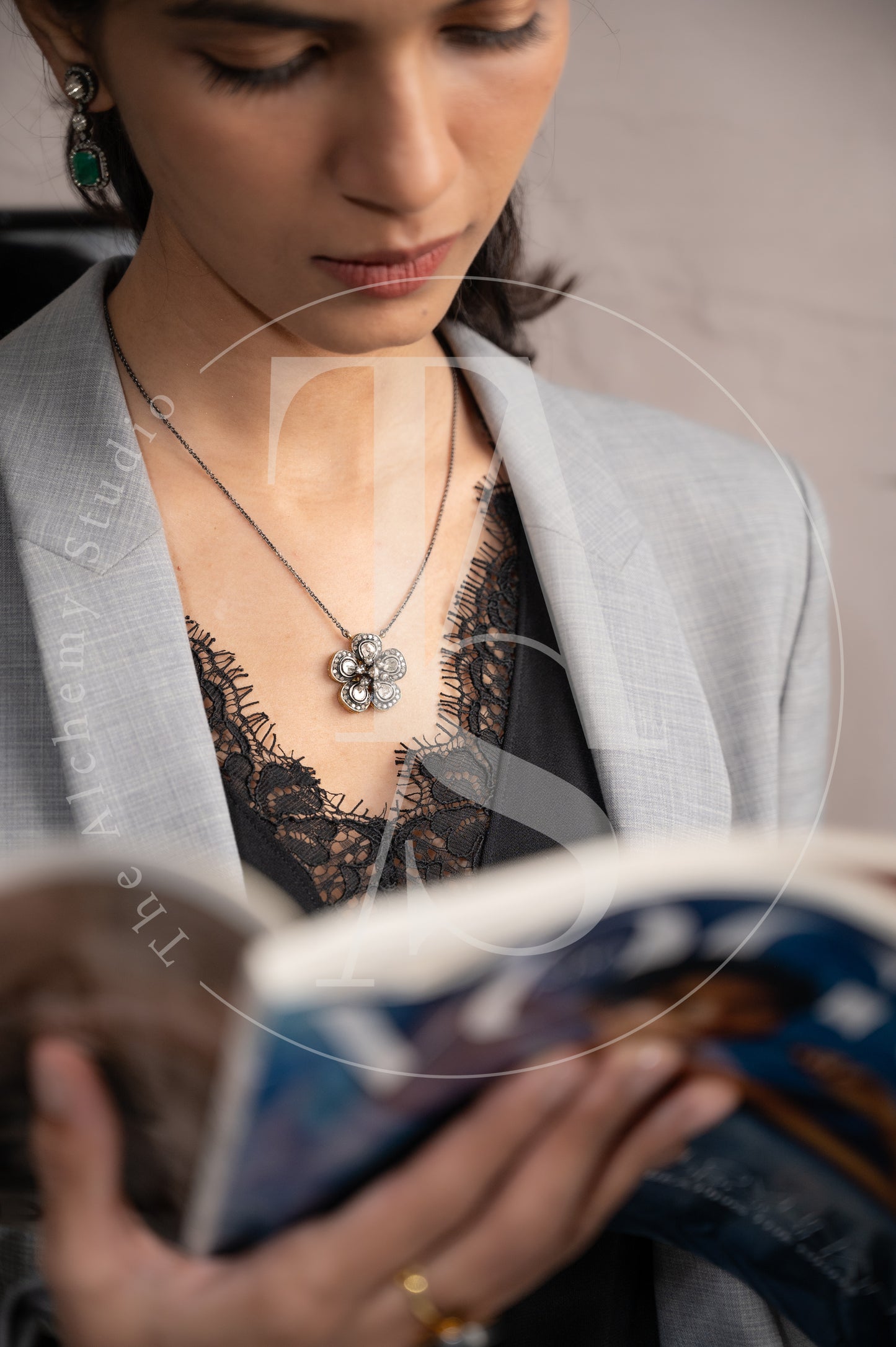 Paloma Flower Uncut Diamond Pendant
