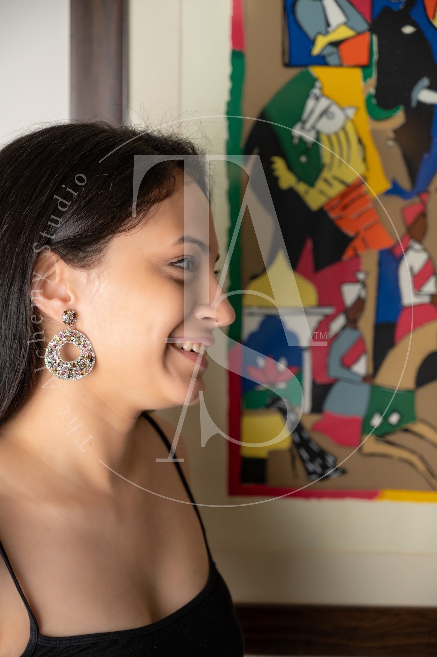 Faye Drizzle Diamond and Multi Sapphire Earrings
