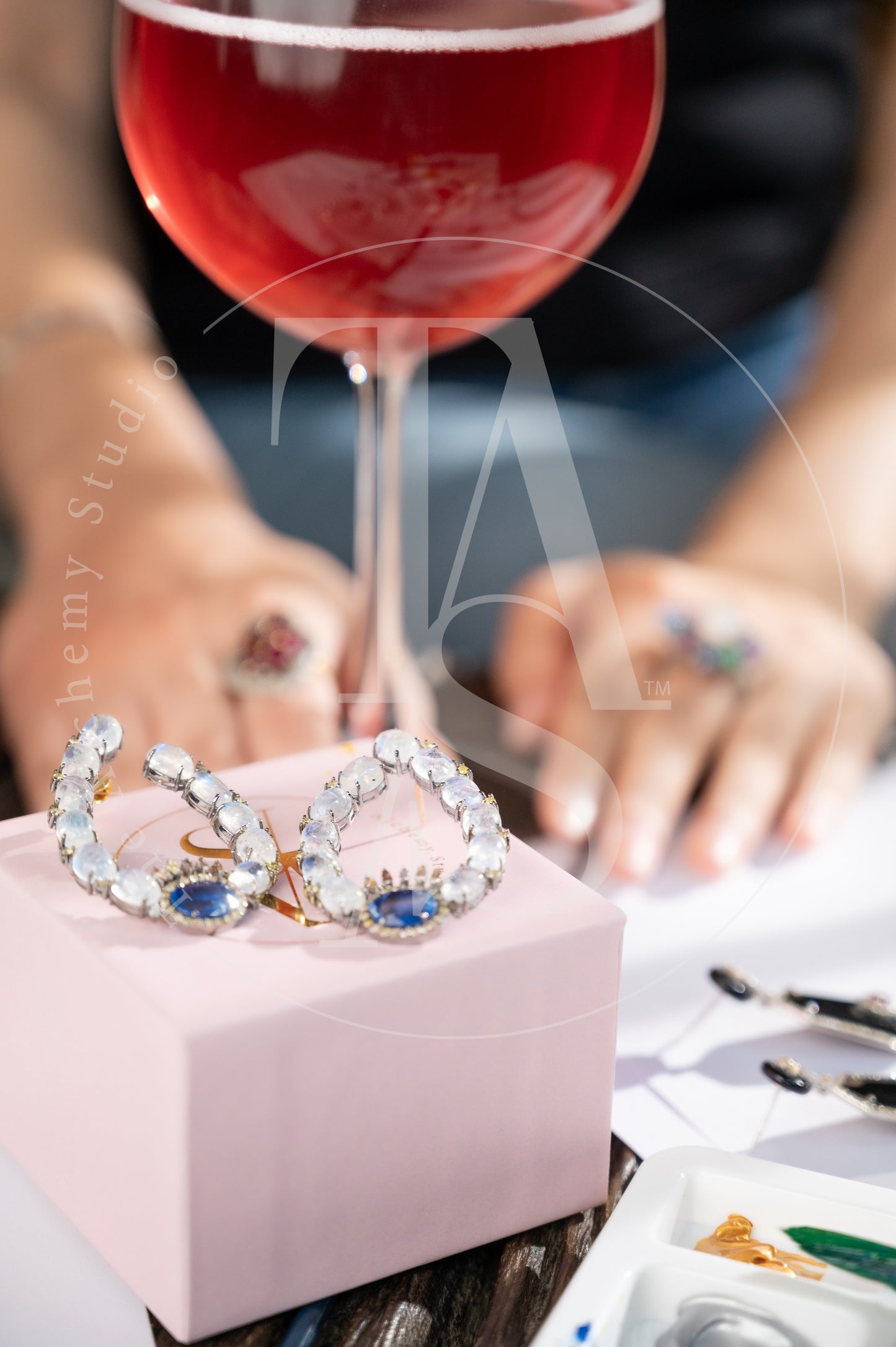Albinia Sapphire and Moonstone Earrings