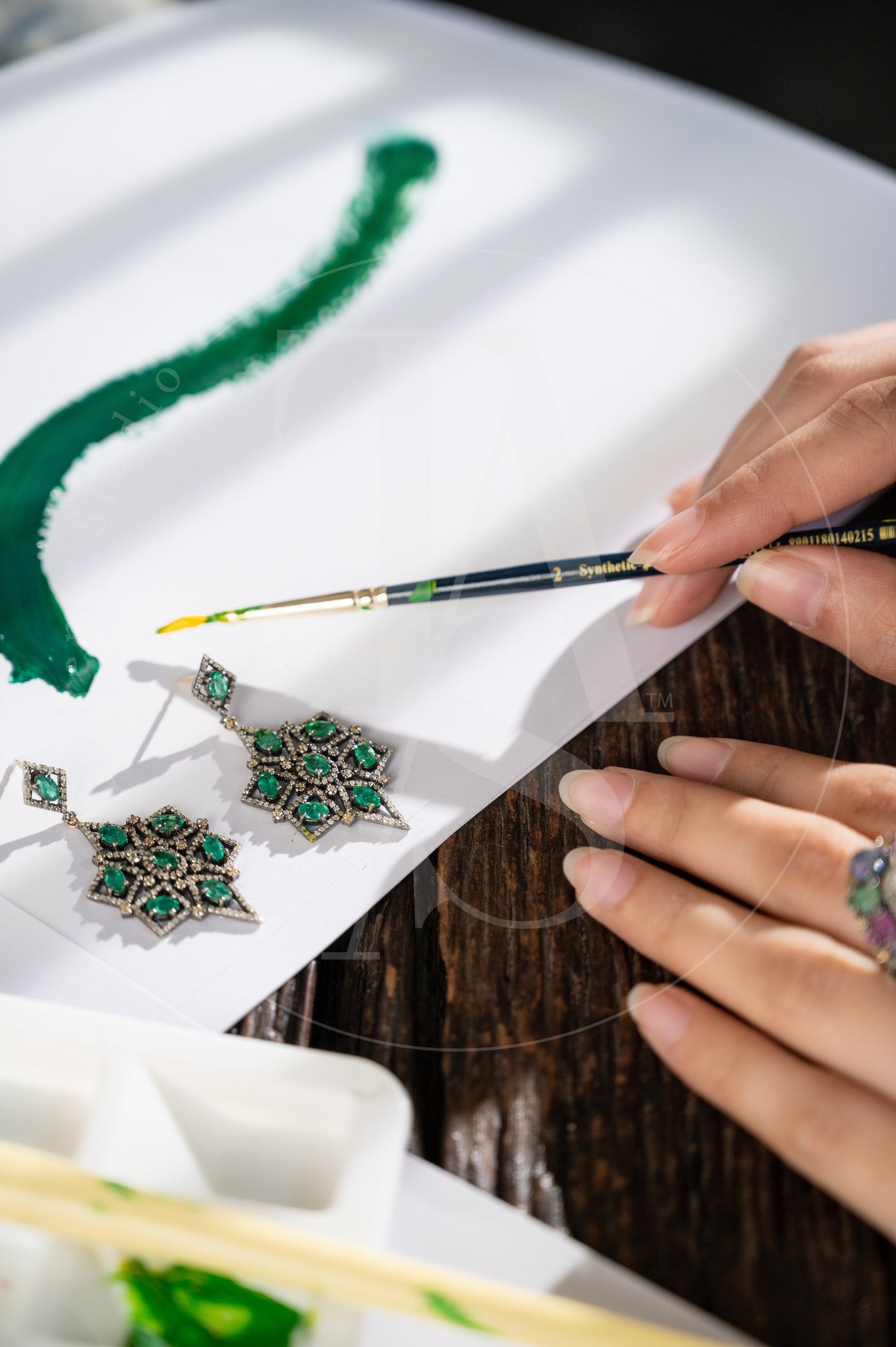 Everett Emerald and Diamond Earrings