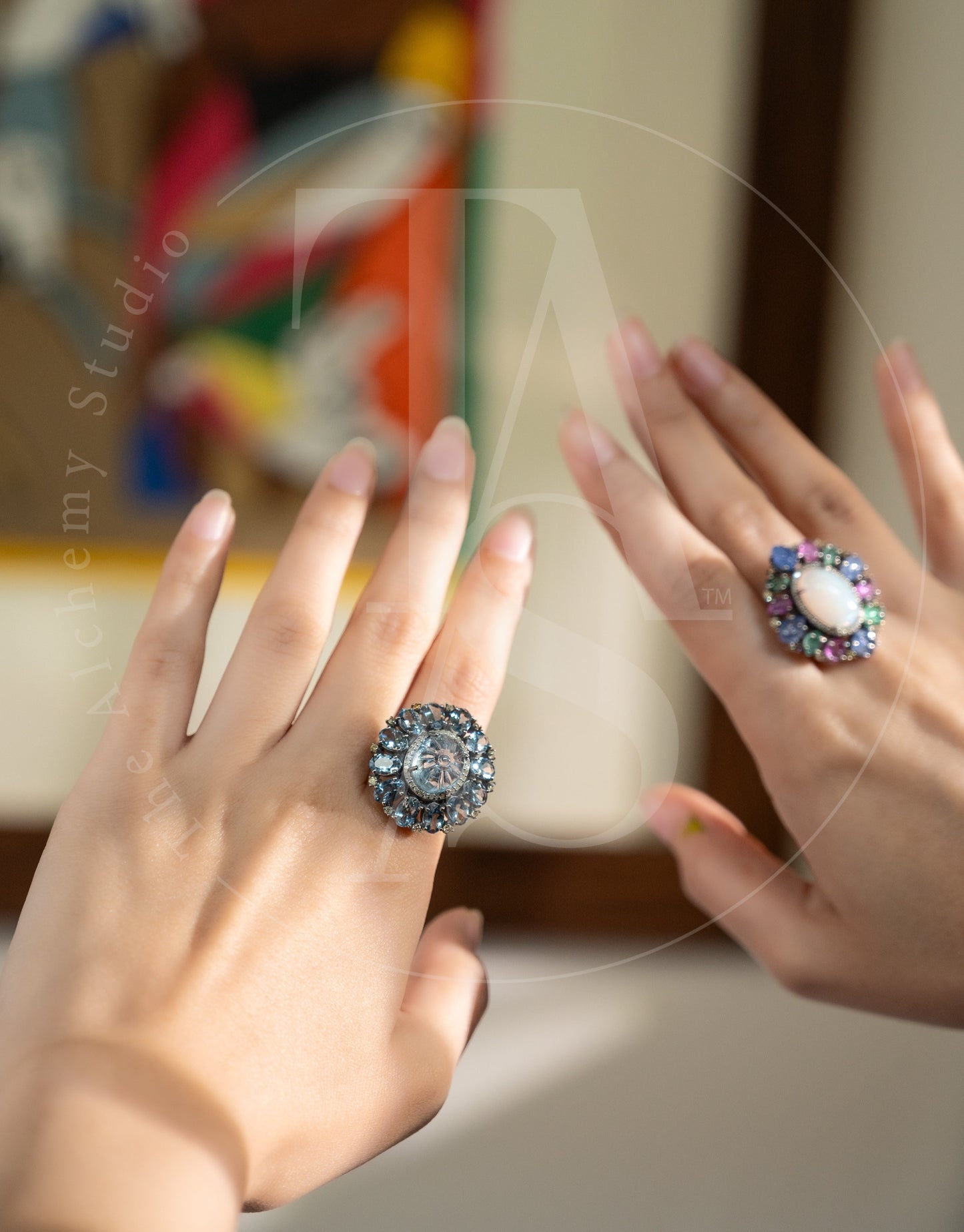 Kristy Aquamarine and Diamond Ring