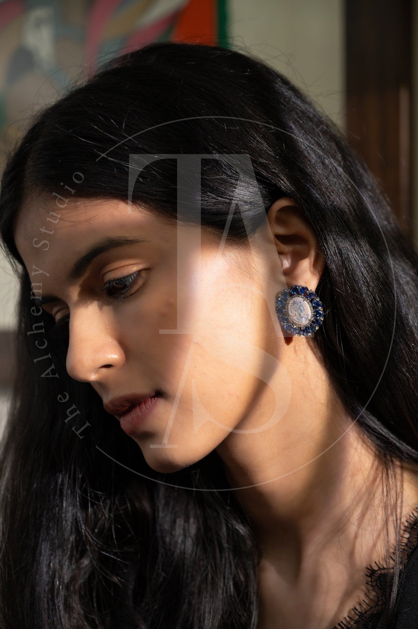 Belinay Sapphire and Mother of Pearl Earrings