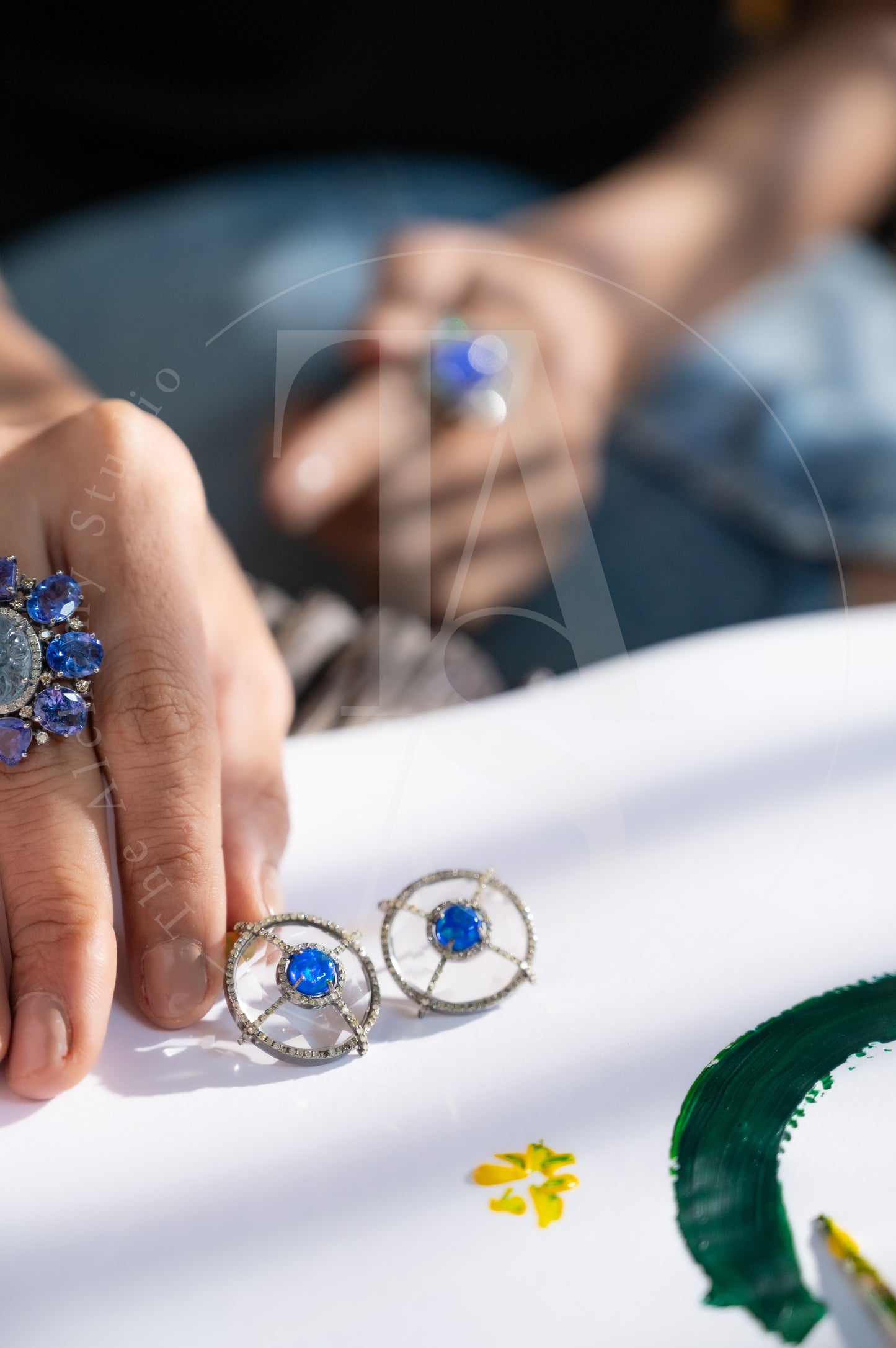 Cosette Blue Opal and Crystal Earrings