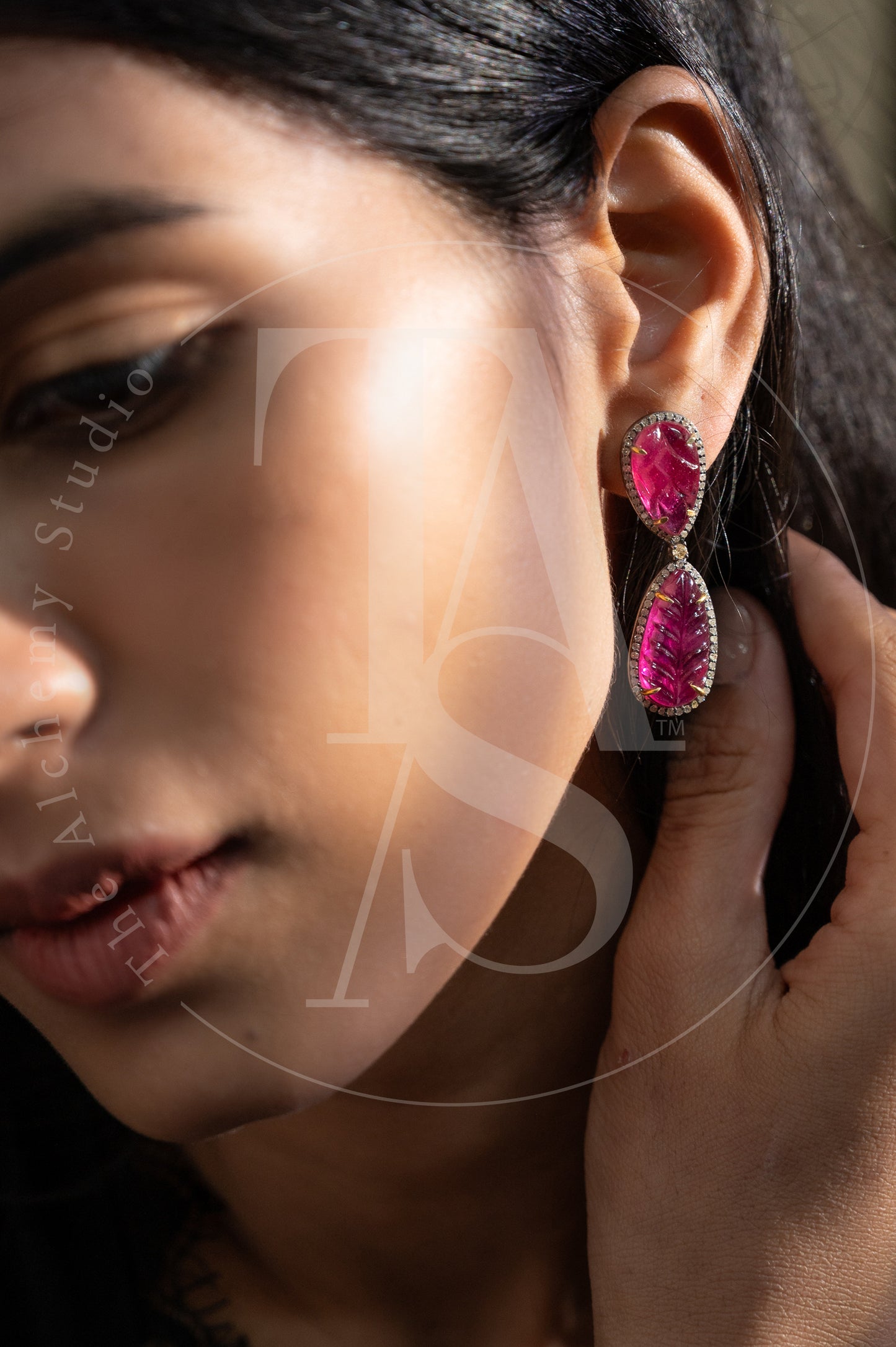 Donya Ruby and Diamond Earrings
