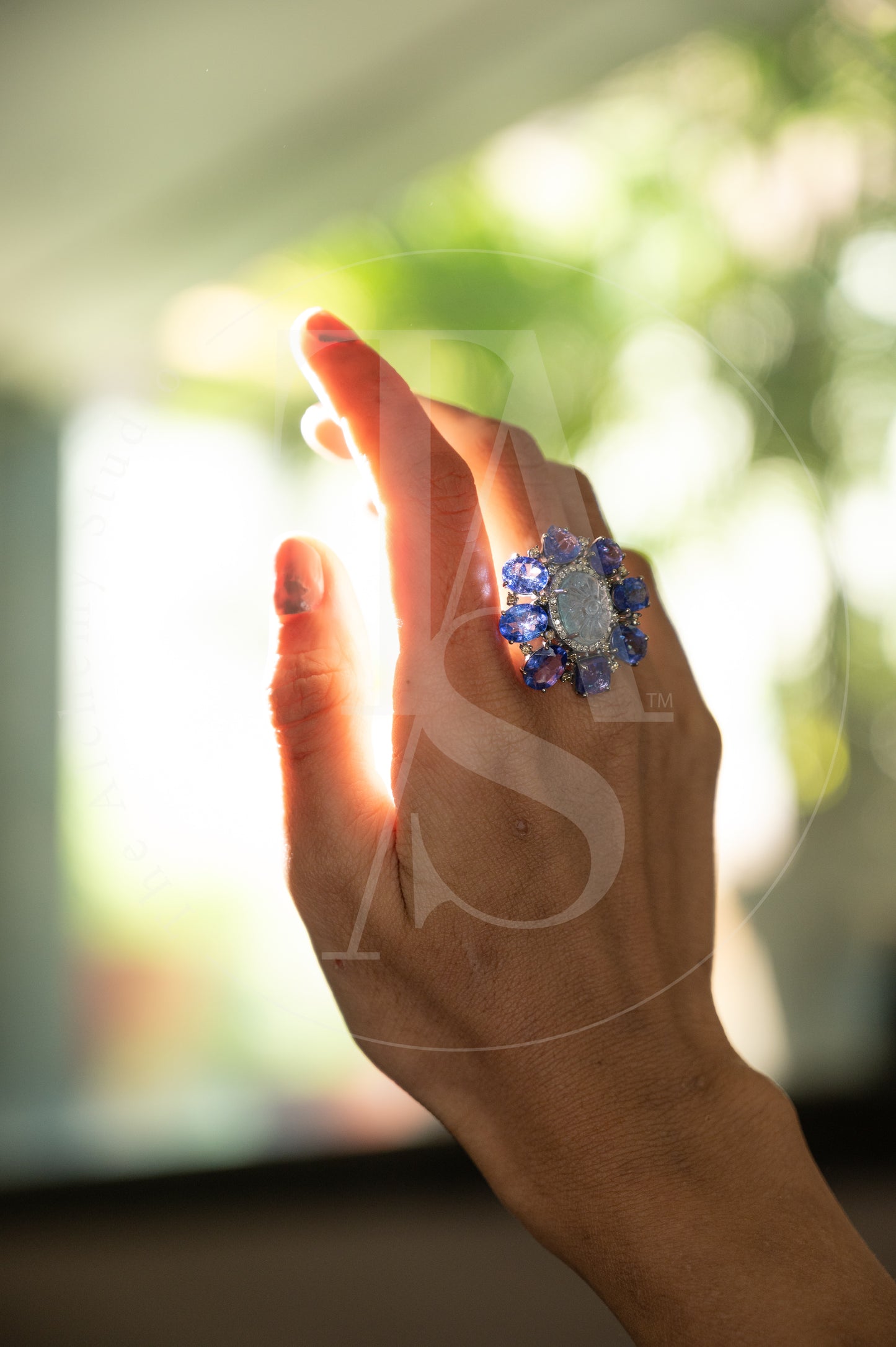 Marnin Tanzanite and Aquamarine Ring