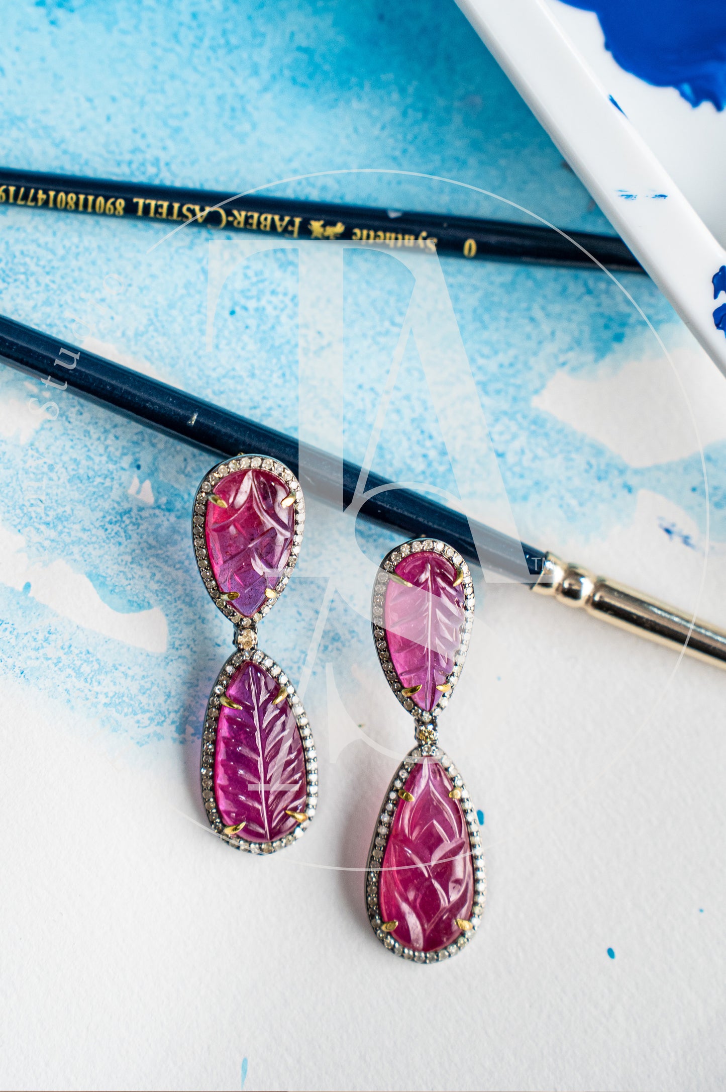 Donya Ruby and Diamond Earrings