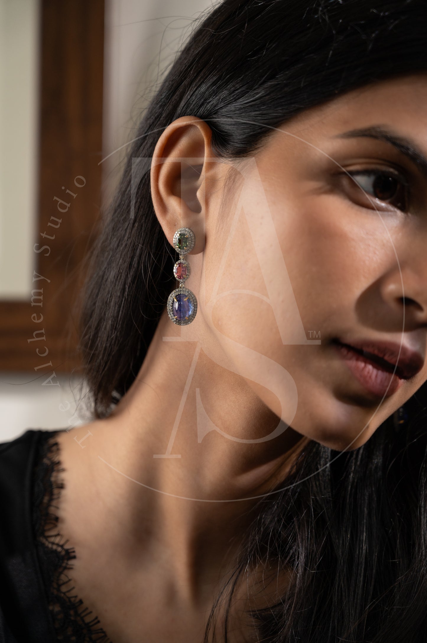 Cherine Tanzanite and Tourmaline Earrings