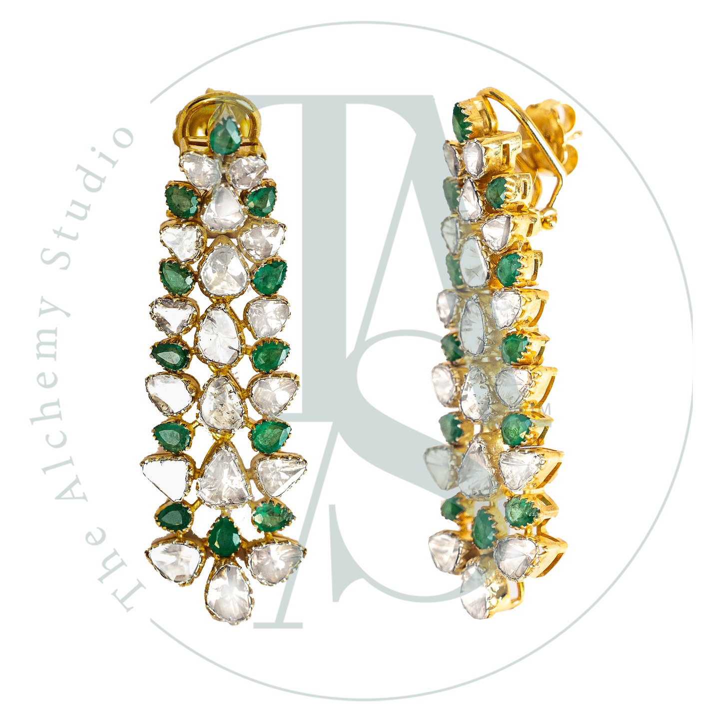 Emerald Waterfall Uncut Diamond Earrings