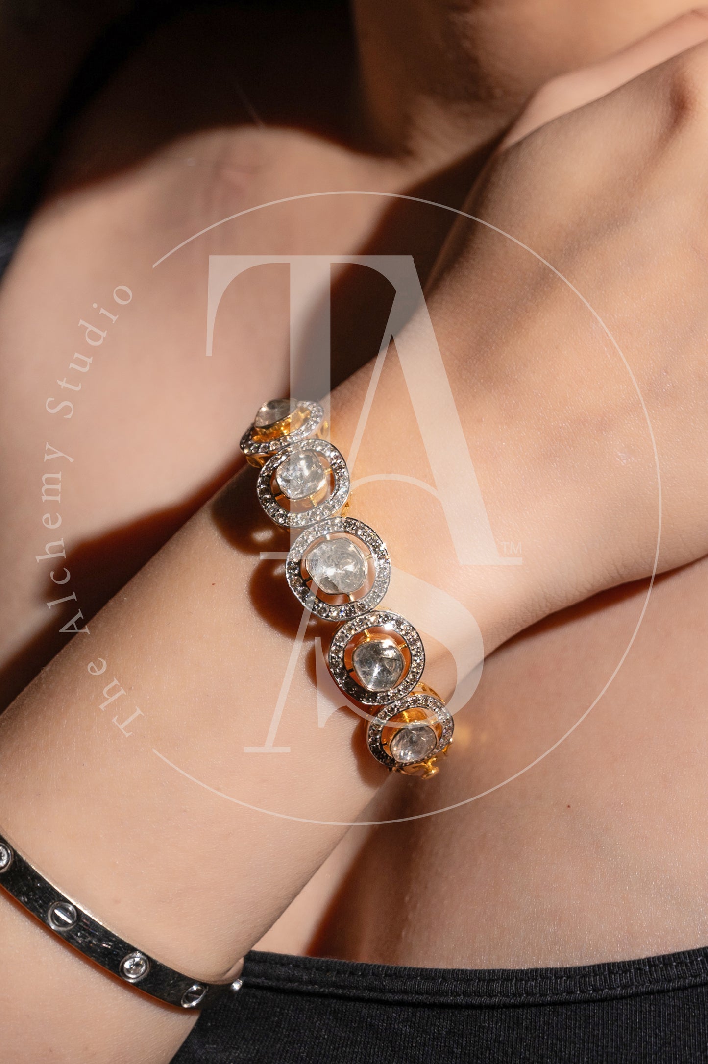 Bayle Sqaure Uncut Diamond Bangle