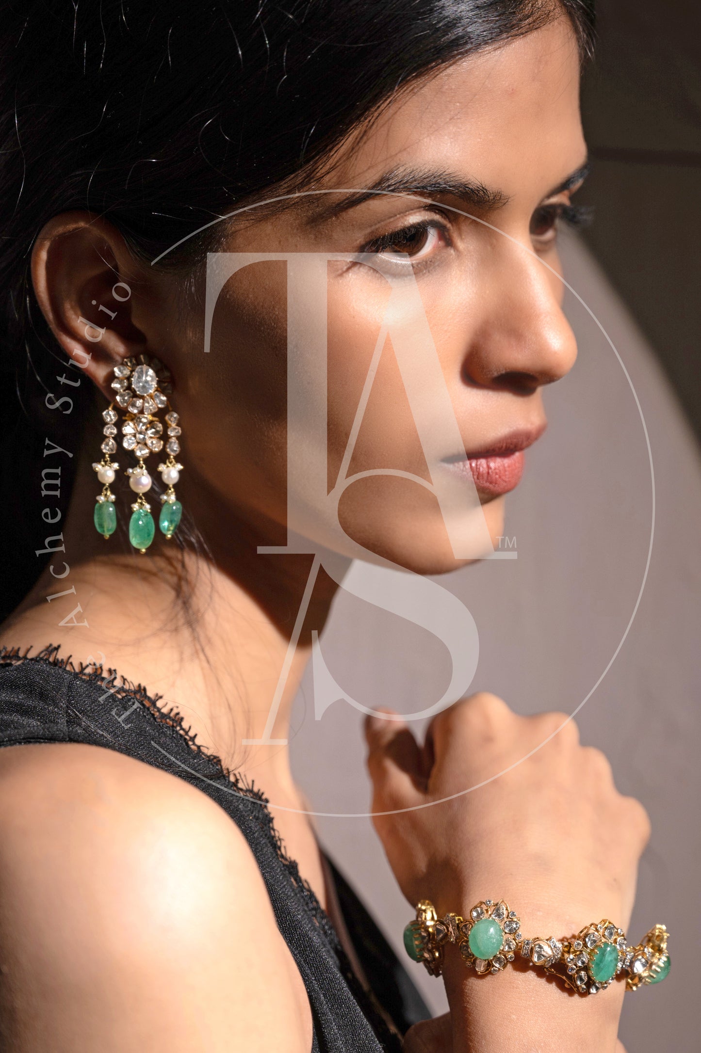 Floral Drop Uncut Diamond Earrings