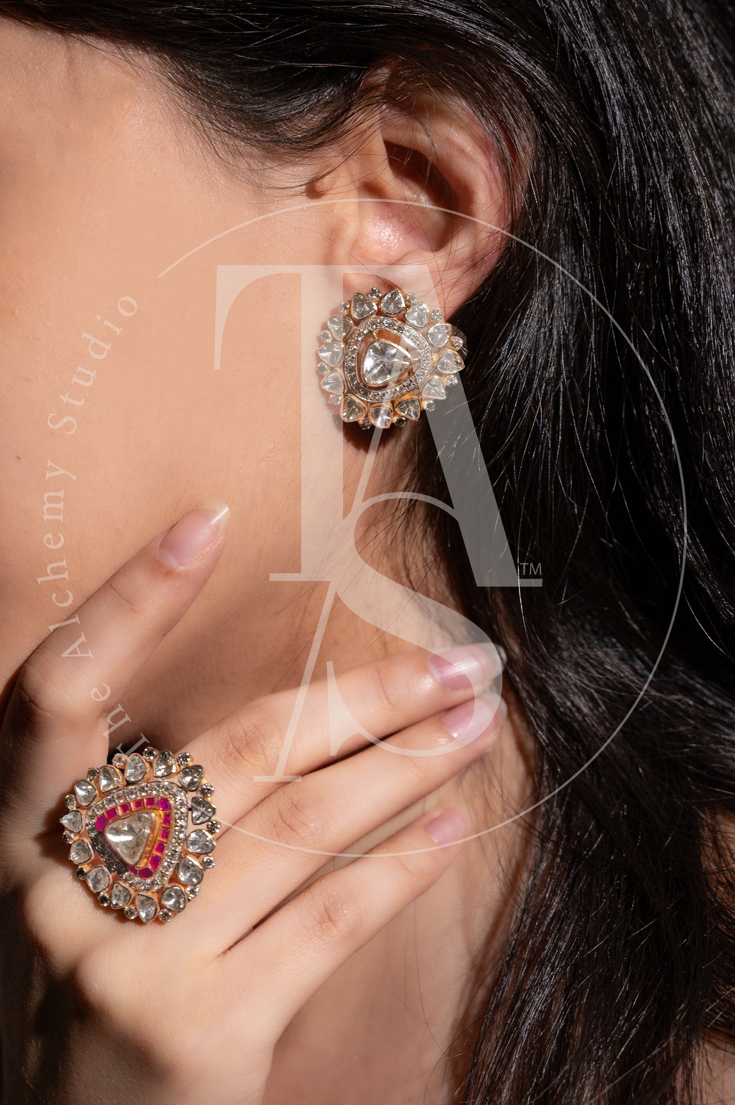 Kaya Ruby and Uncut Diamond Ring (Detachable Pendant)