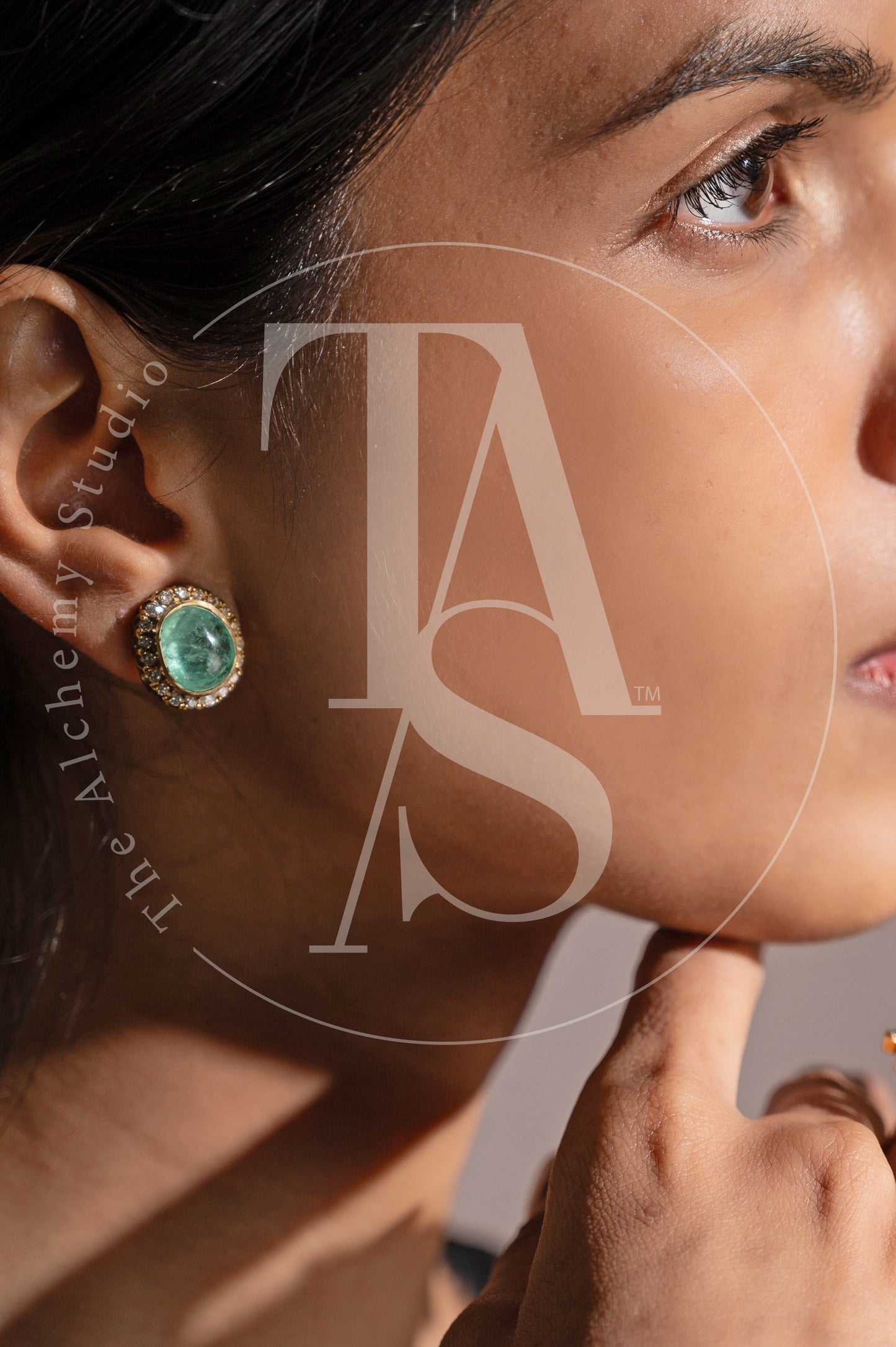Columbian Emerald Oval Studs