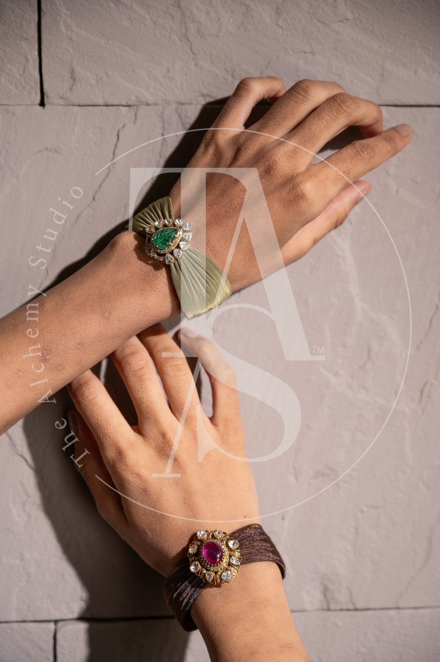 Crest Tourmaline and Uncut Diamond Cuff