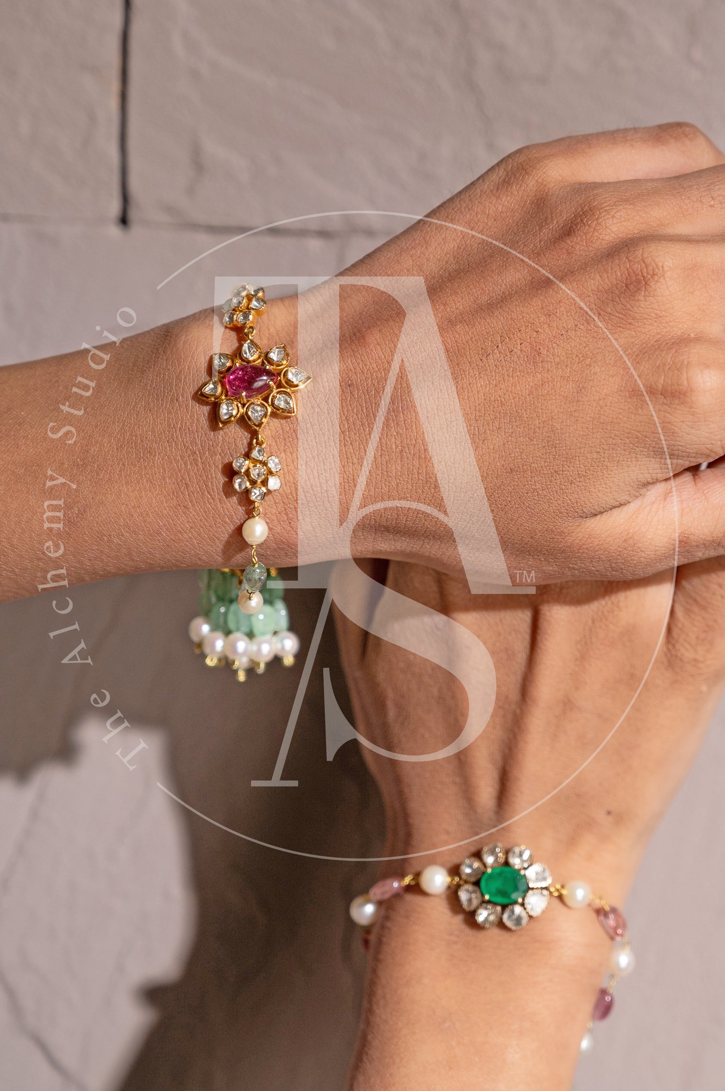 Adaa Uncut Diamond and Tourmaline Bracelet