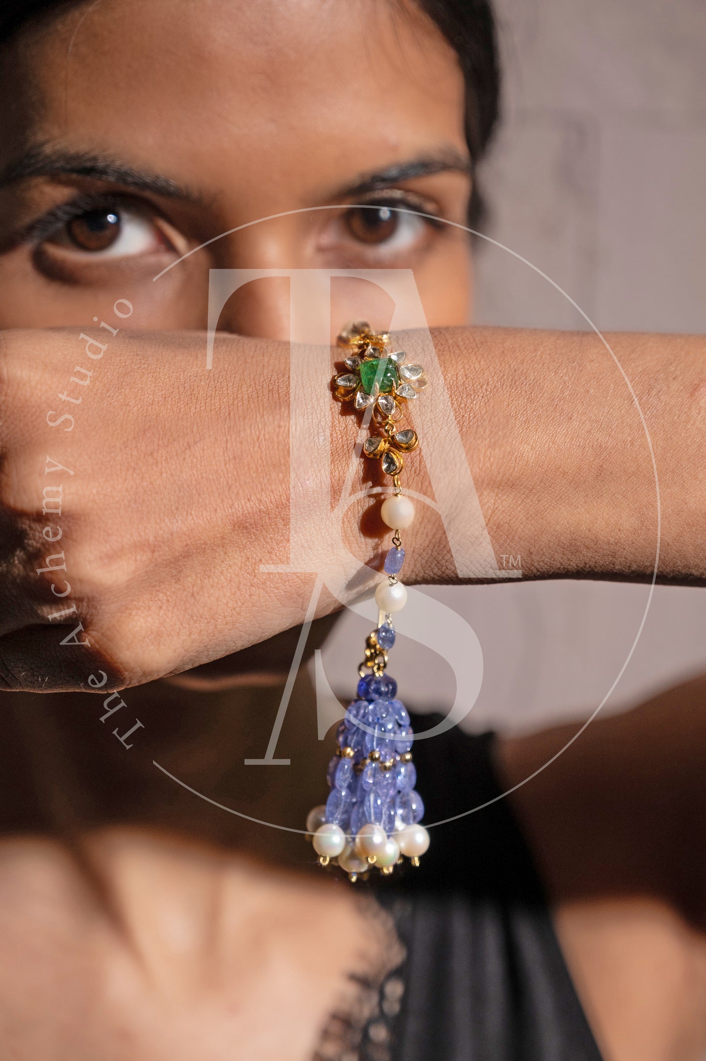 Akira Uncut Diamond and Emerald Bracelet