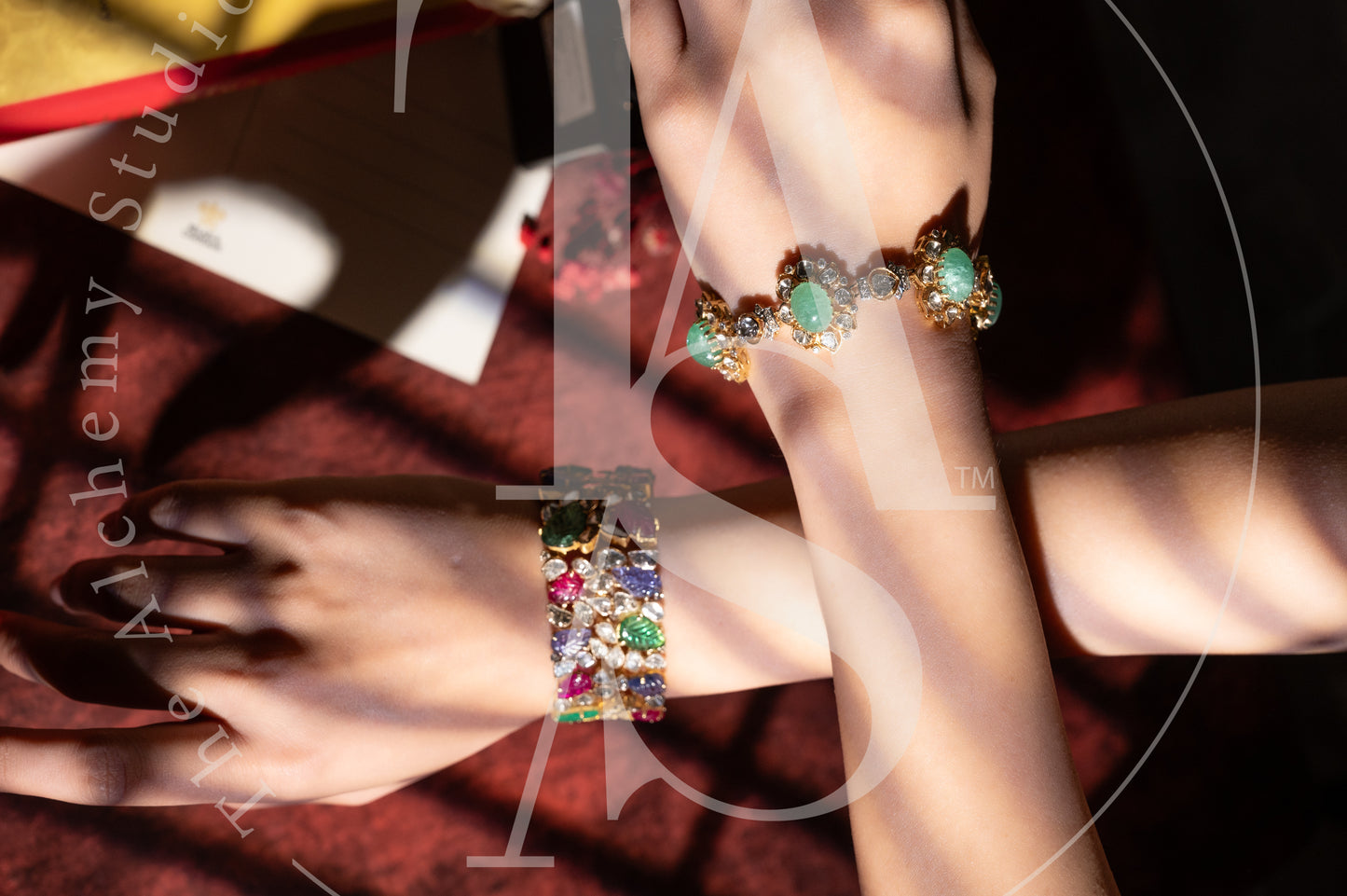 Naima Emerald and Uncut Diamond Bracelet