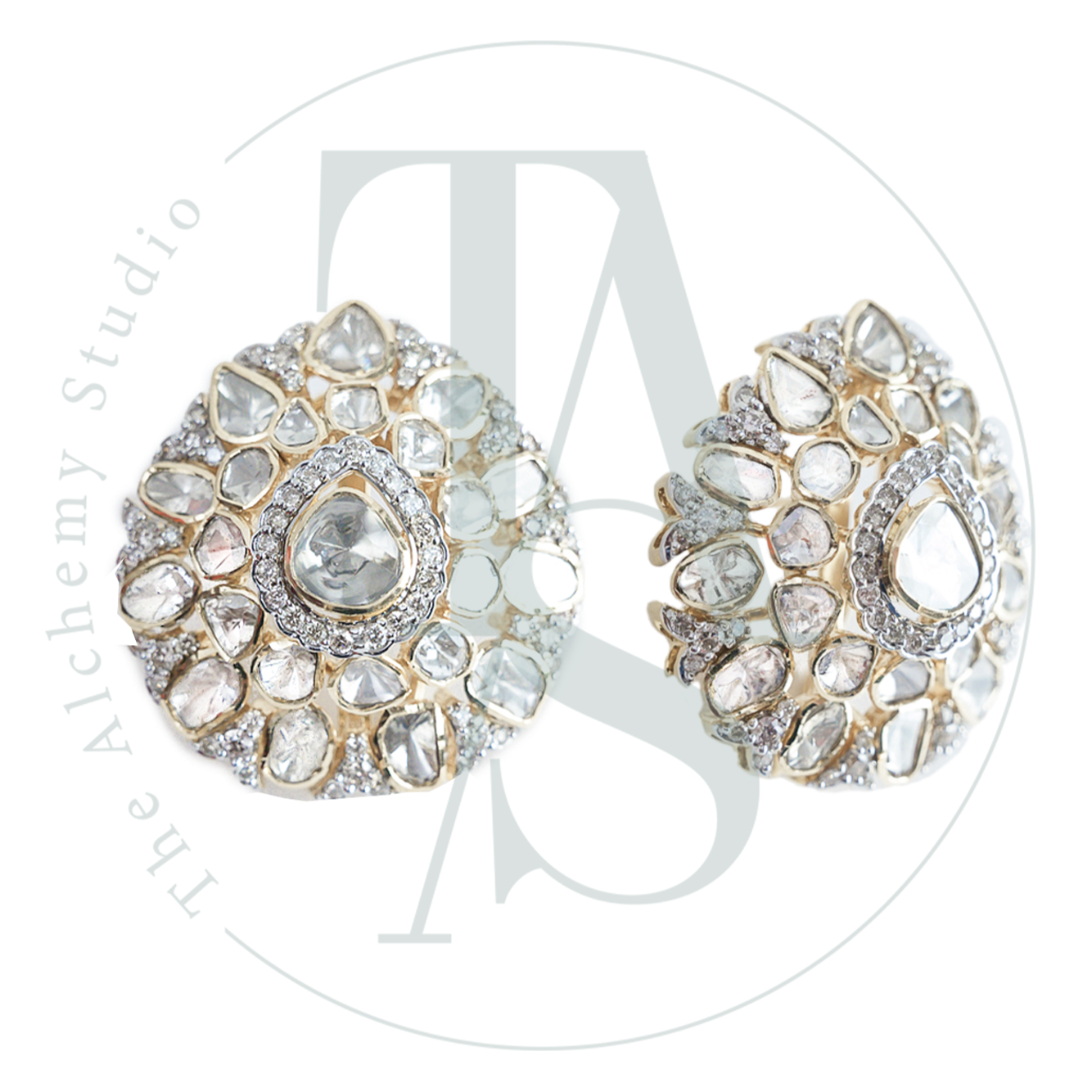 Chiara Polki and Diamond 3D Flower Earrings