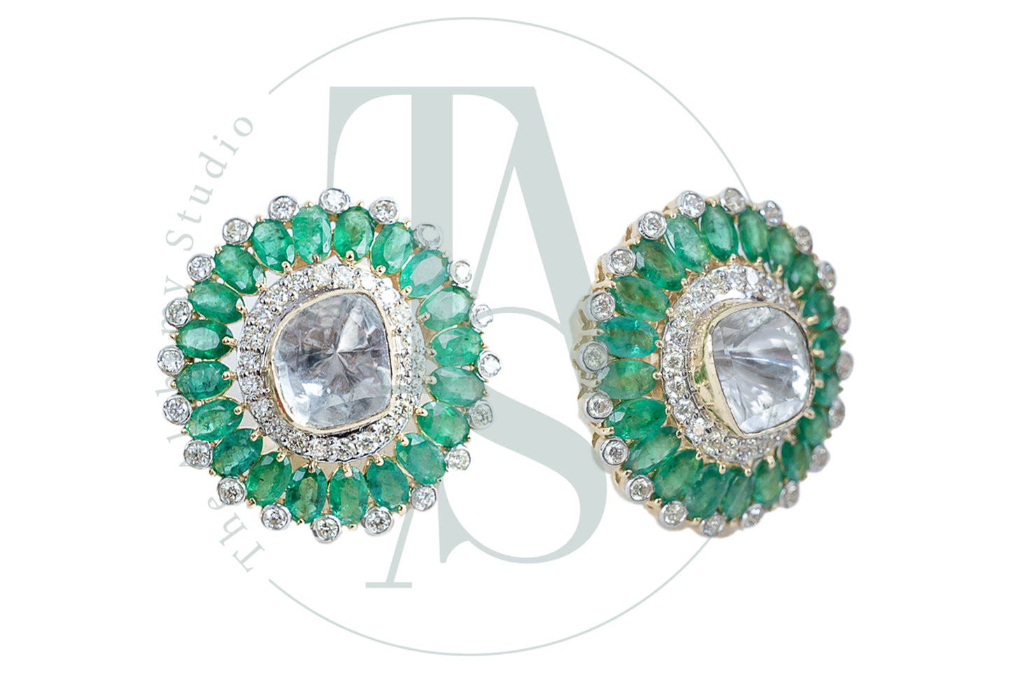 Triya Emerald and Polki Earrings
