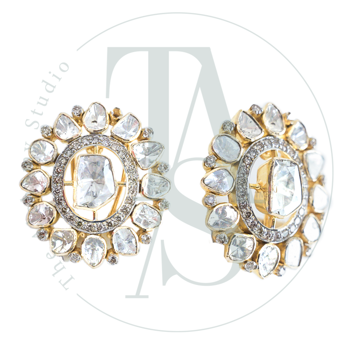 Ruhi Polki Oval Flower Earrings