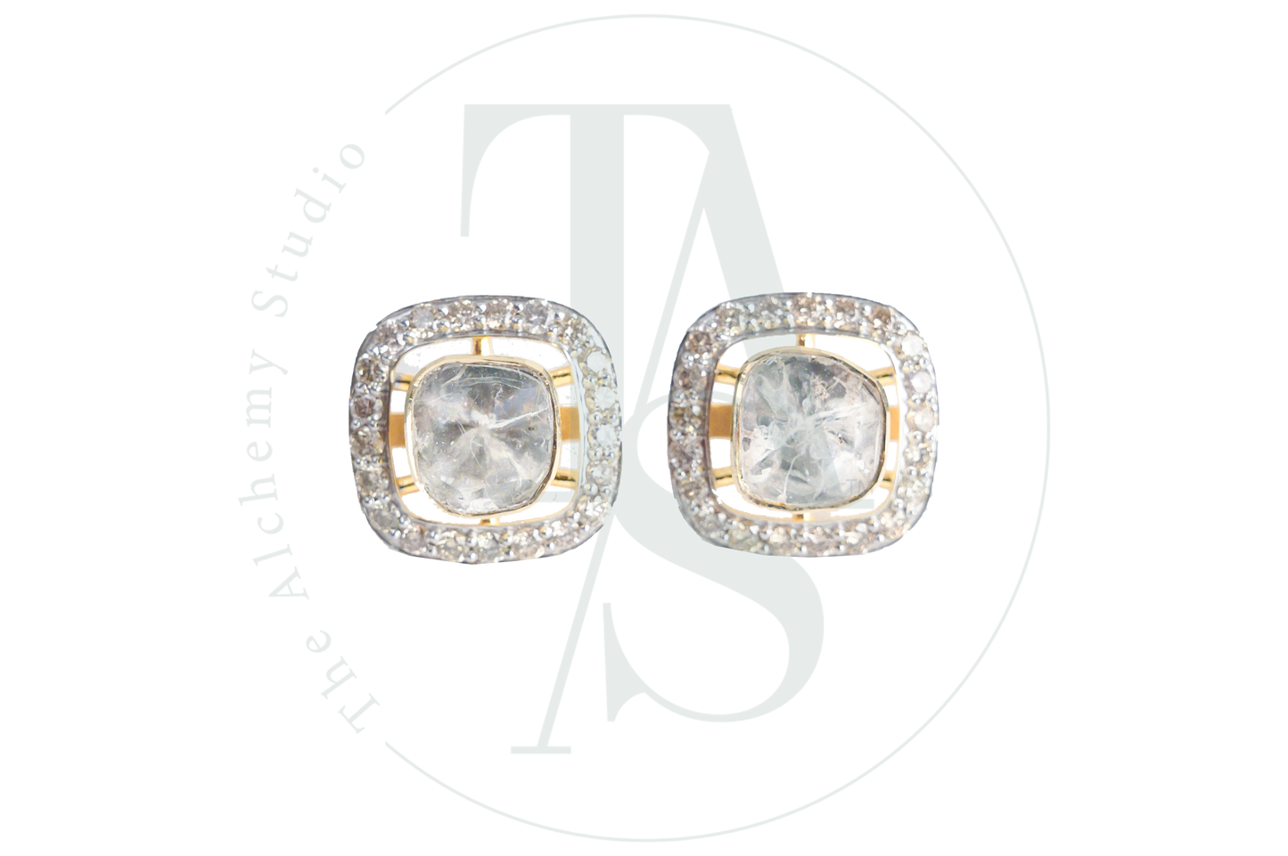 Square Polki Studs