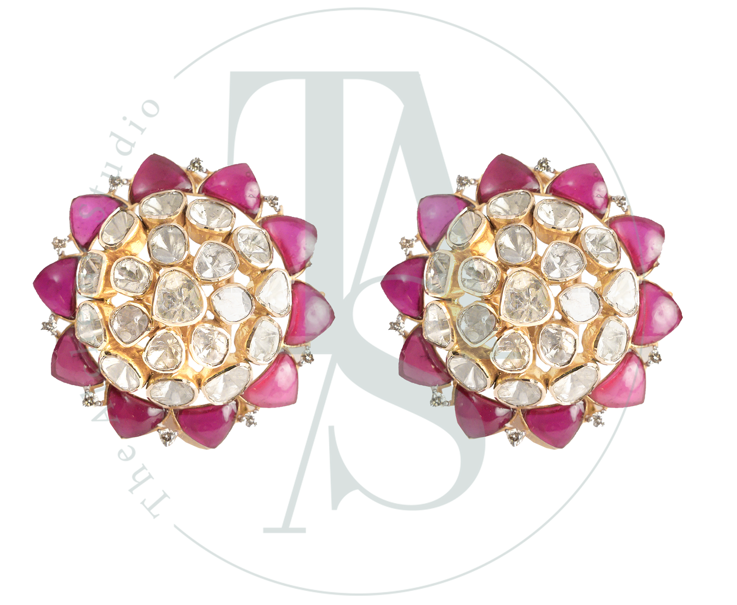 Aiyanna Polki and Ruby Star Earrings