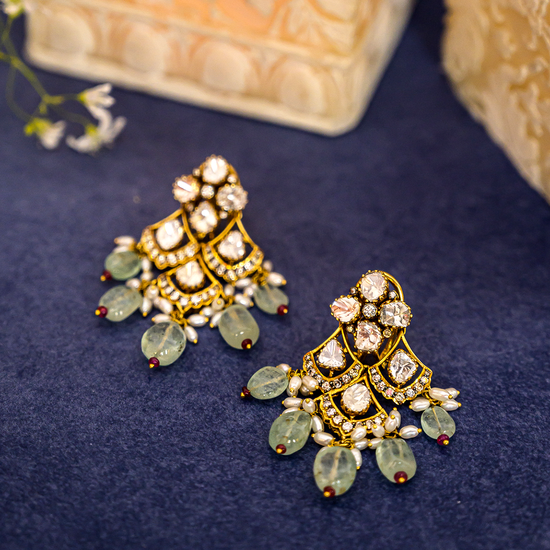 Tahira Emerald Polki Earrings