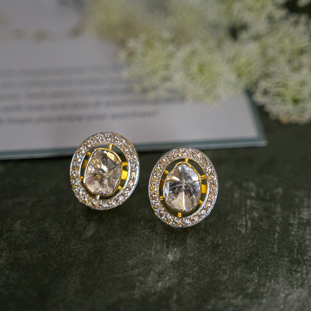 Oval Polki Earrings