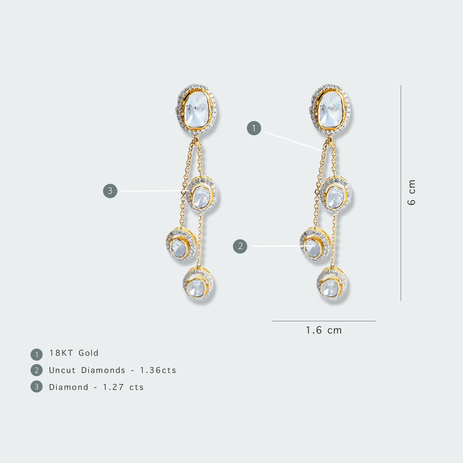 Dangling Polki Earrings