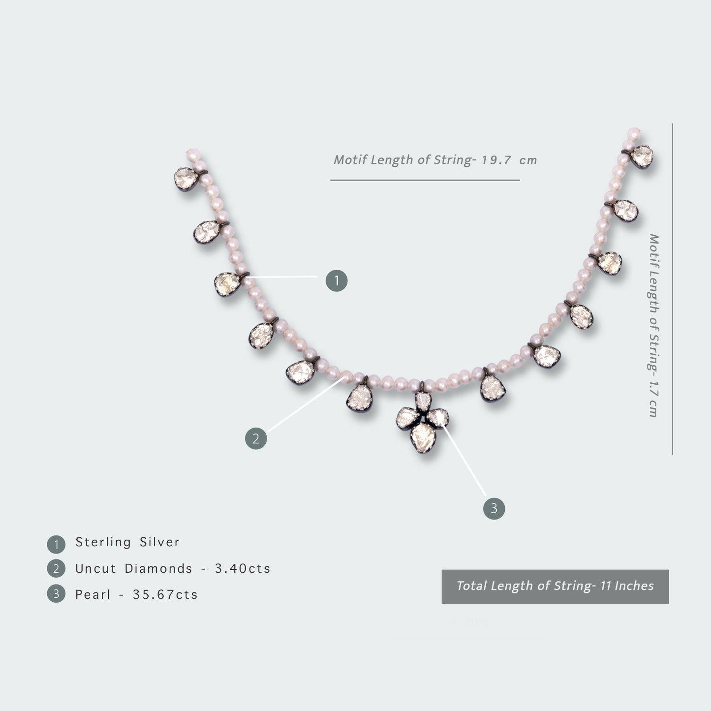 Dew Drop Uncut Diamond Pearl String