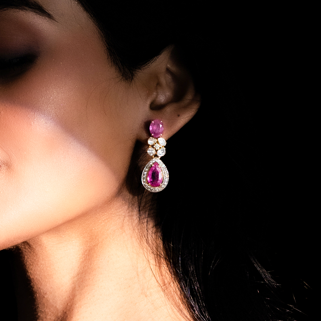 Kerani Pink Sapphire Polki Earrings