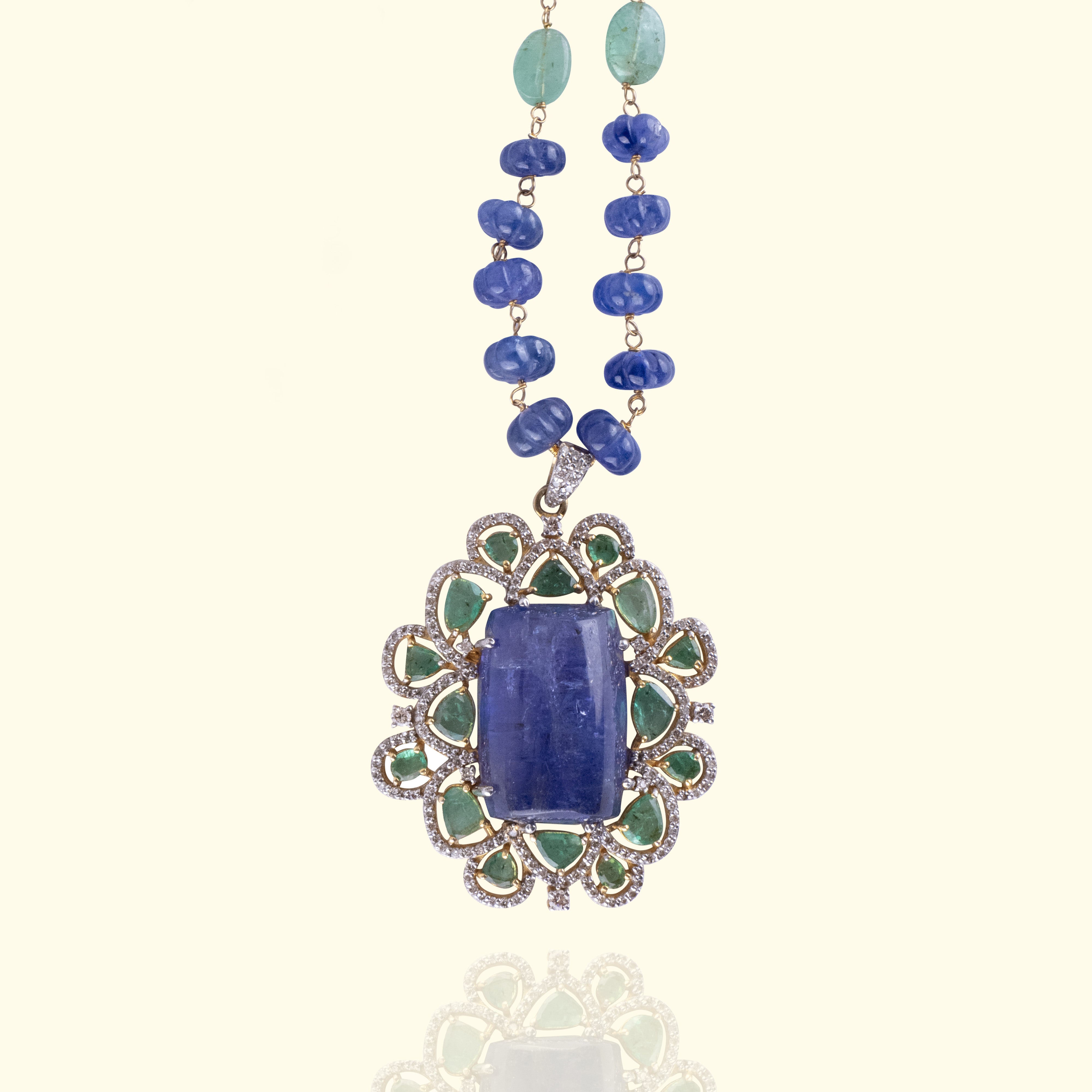 Aura Tanzanite Emerald Diamond Pendant