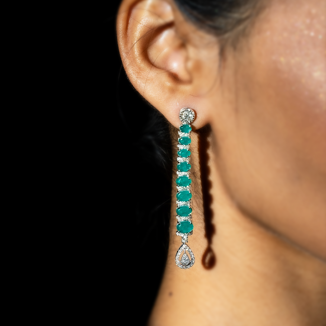 Elaya Emerald Diamond Earrings