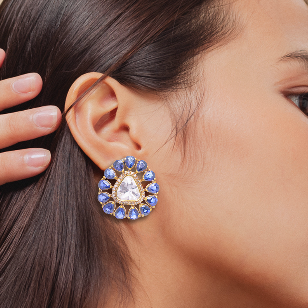Starburst Sapphire Polki Earrings