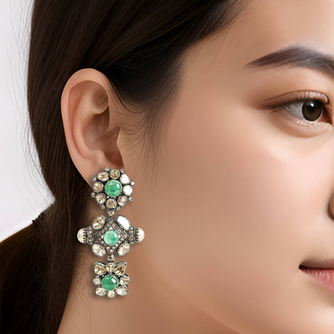 Inika Emerald Polki Earrings