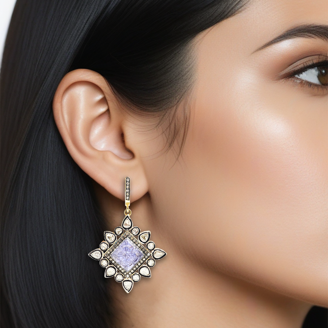 Viole Tanzanite Polki Earrings