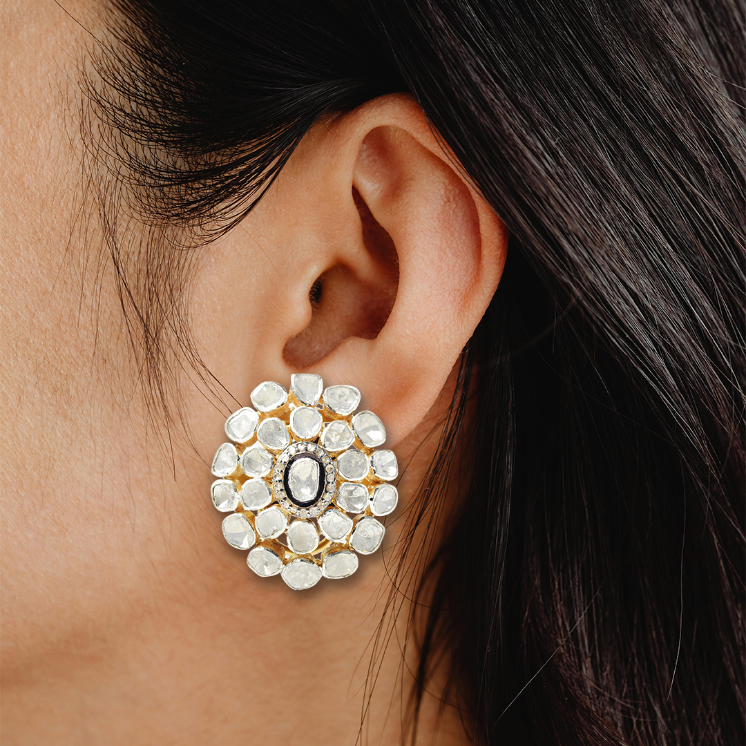 Oval Polki Earrings