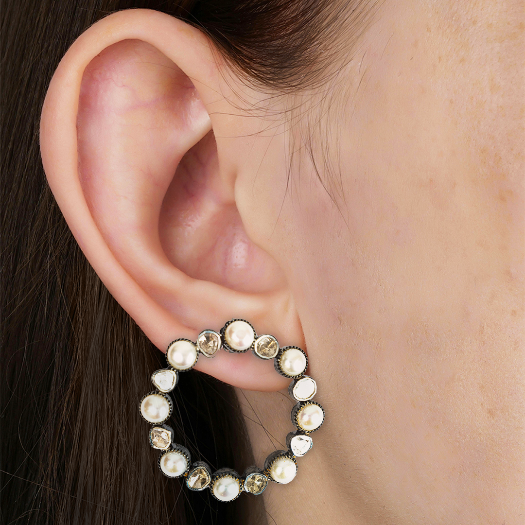 Pearl Polki Hoops