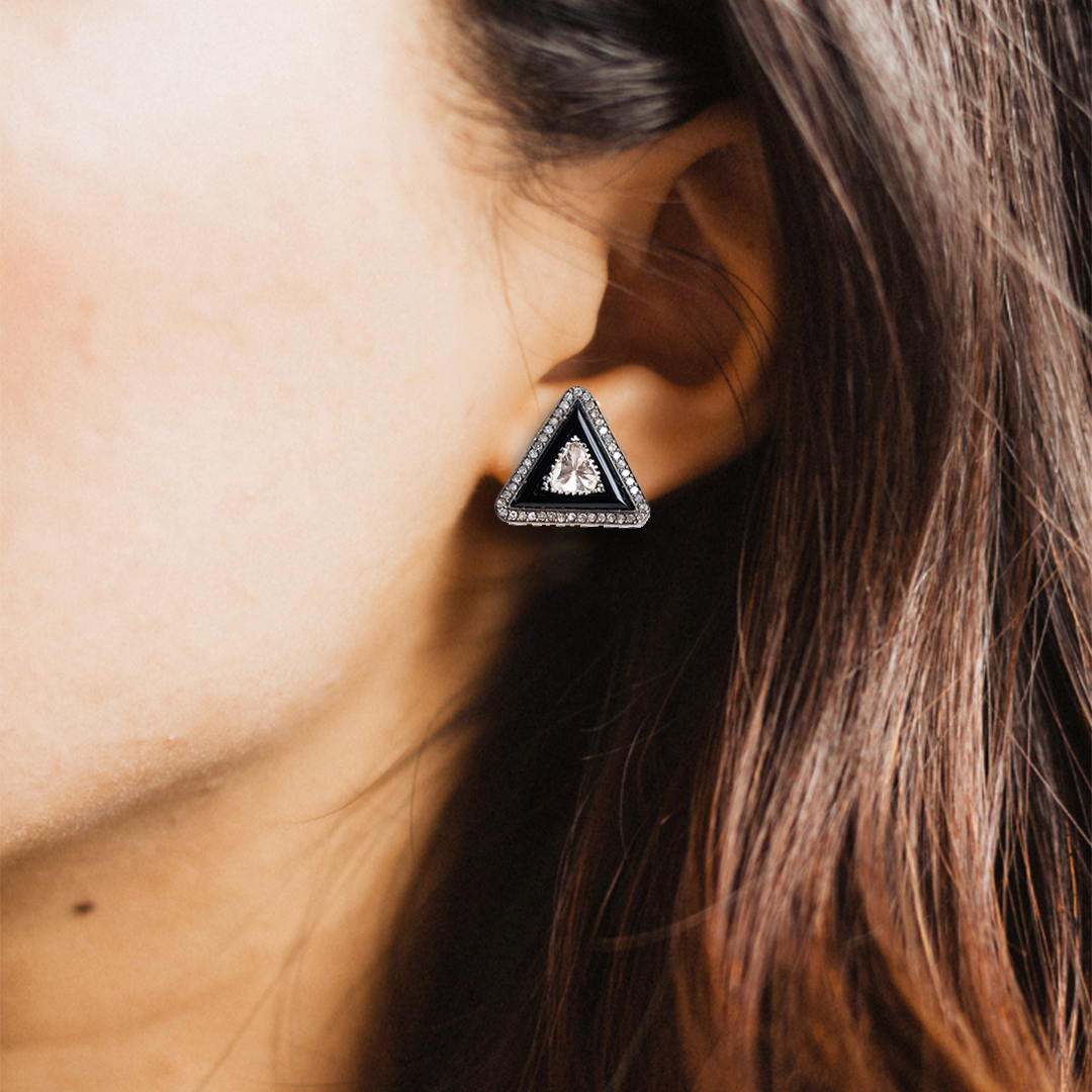Allete Black Onyx Polki Earrings