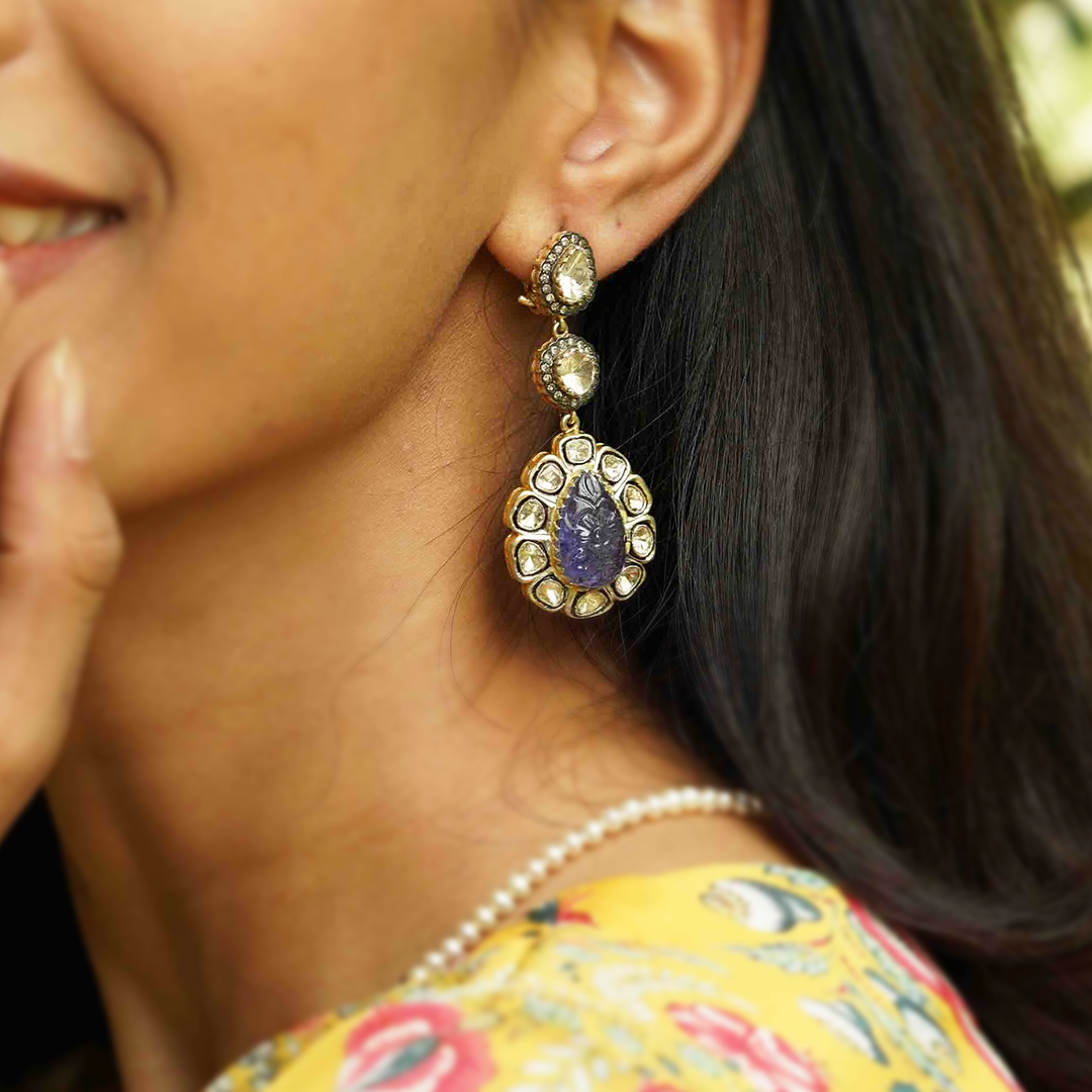 Clara Tanzanite Polki Dangling Earrings