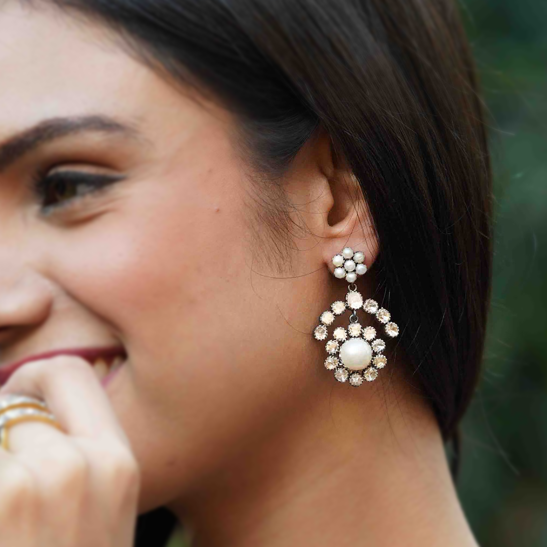 Rosaliee Polki Pearl Earrings