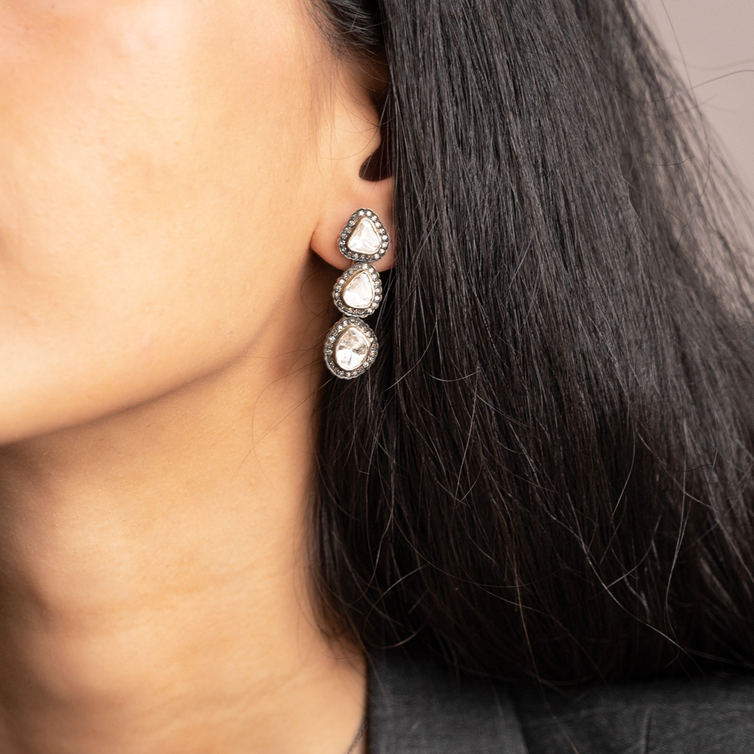 3 Piece Polki Earrings