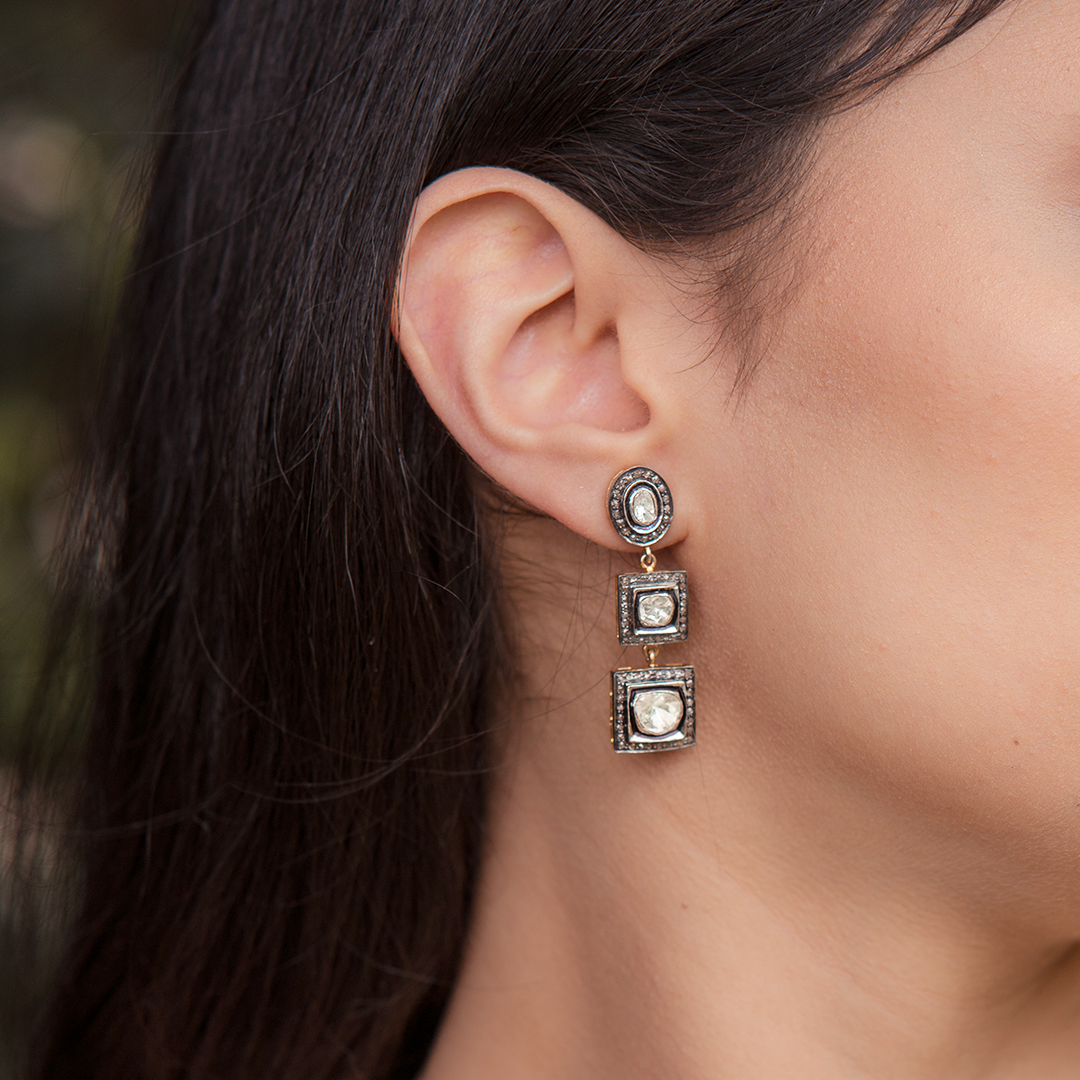 Layered Polki Earrings