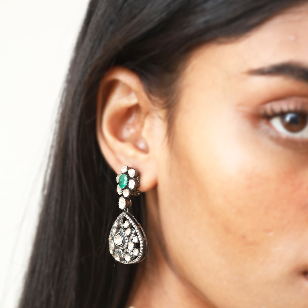 Adella Emerald Polki Earrings