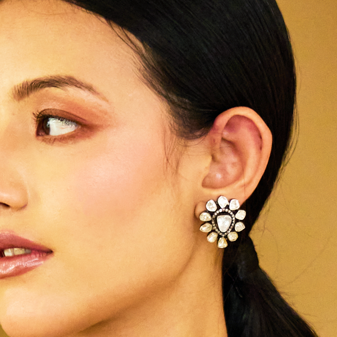 Star Polki Drop Earrings